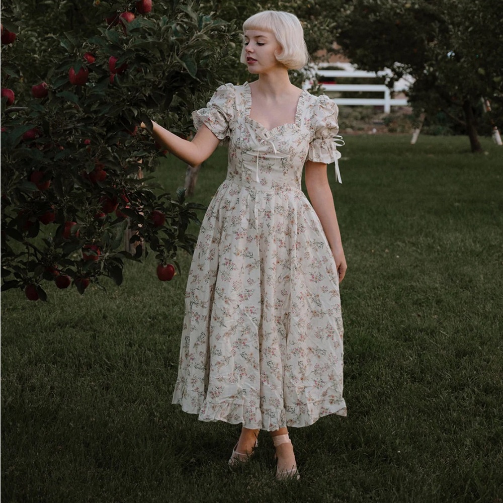 Floral Puff Sleeve Maxi Dress